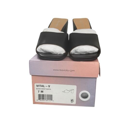 NIB! Lisa Vicky Vital Slide Open Toe Block Heel Leather Sandal - Size 7M - Picture 10 of 11